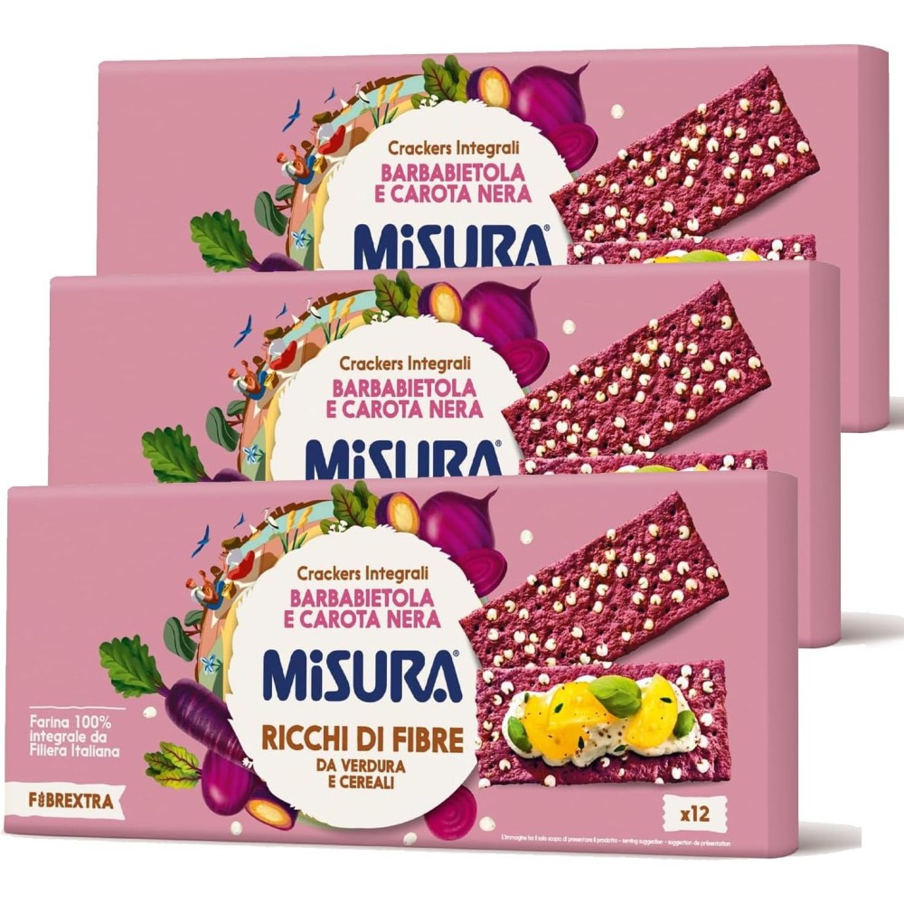 3 X Misura Crackers Integrali con Barbabietola e Carota Nera