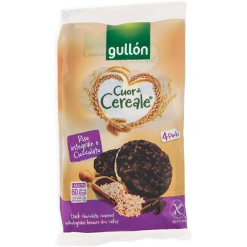 Gullon Cuor di Cereale Gallette di Riso Integrale Ricoperte di Cioccolato Fondente 105,2g