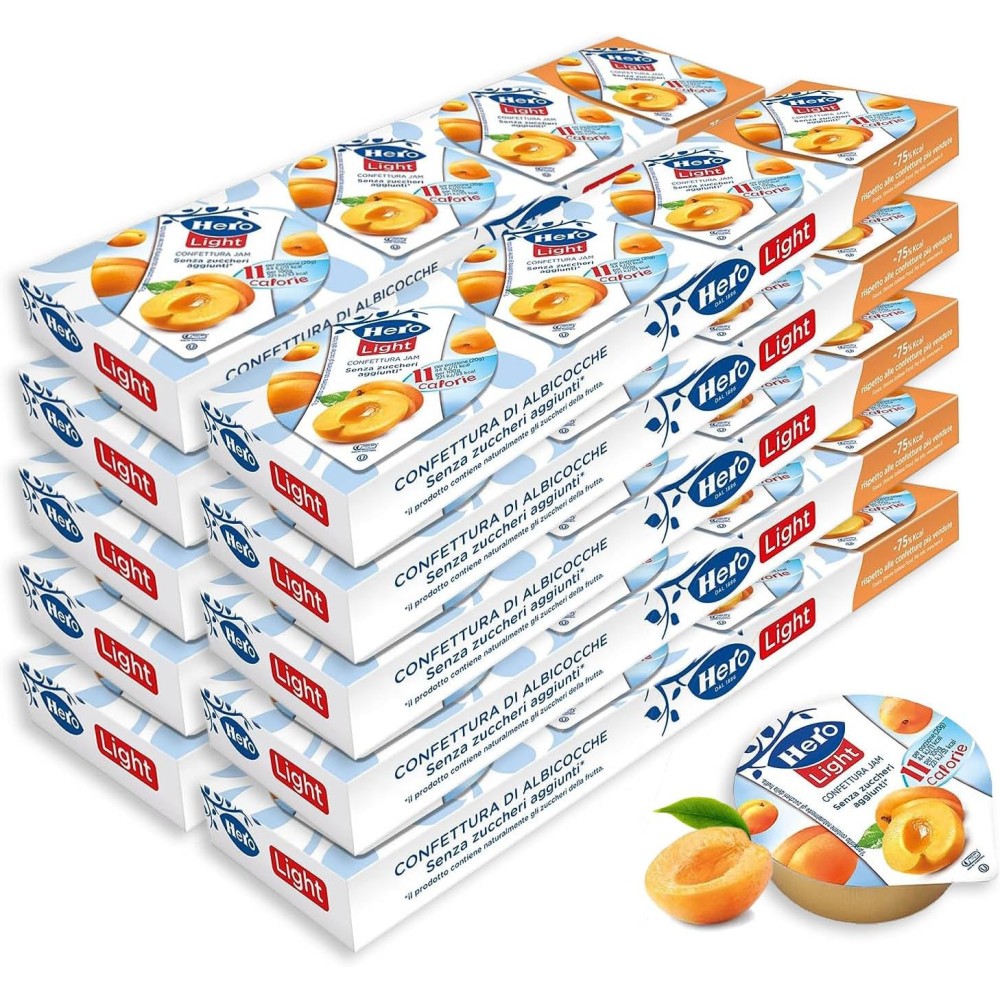 10X Hero Light Confettura di Albicocche Senza Zuccheri Aggiunti 4x20g