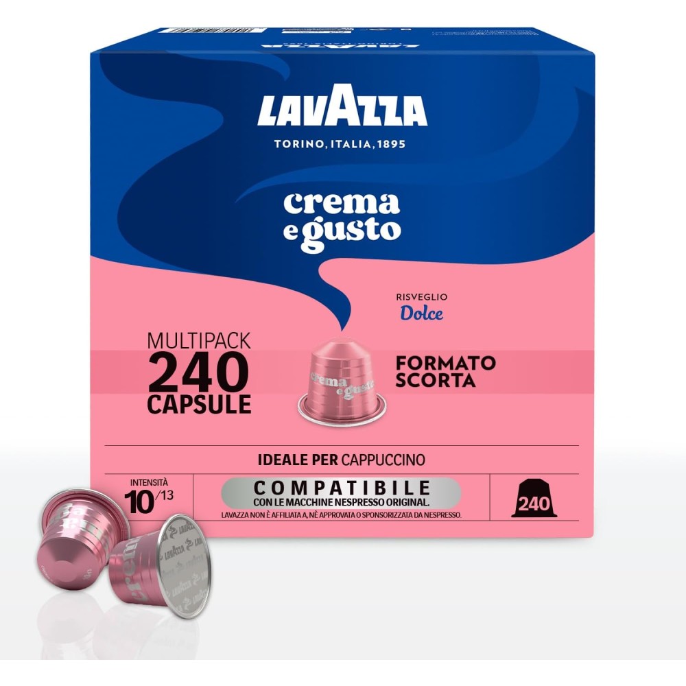 Lavazza, Crema e Gusto Dolce, 240 Capsule di Caffè in Alluminio Compatibili