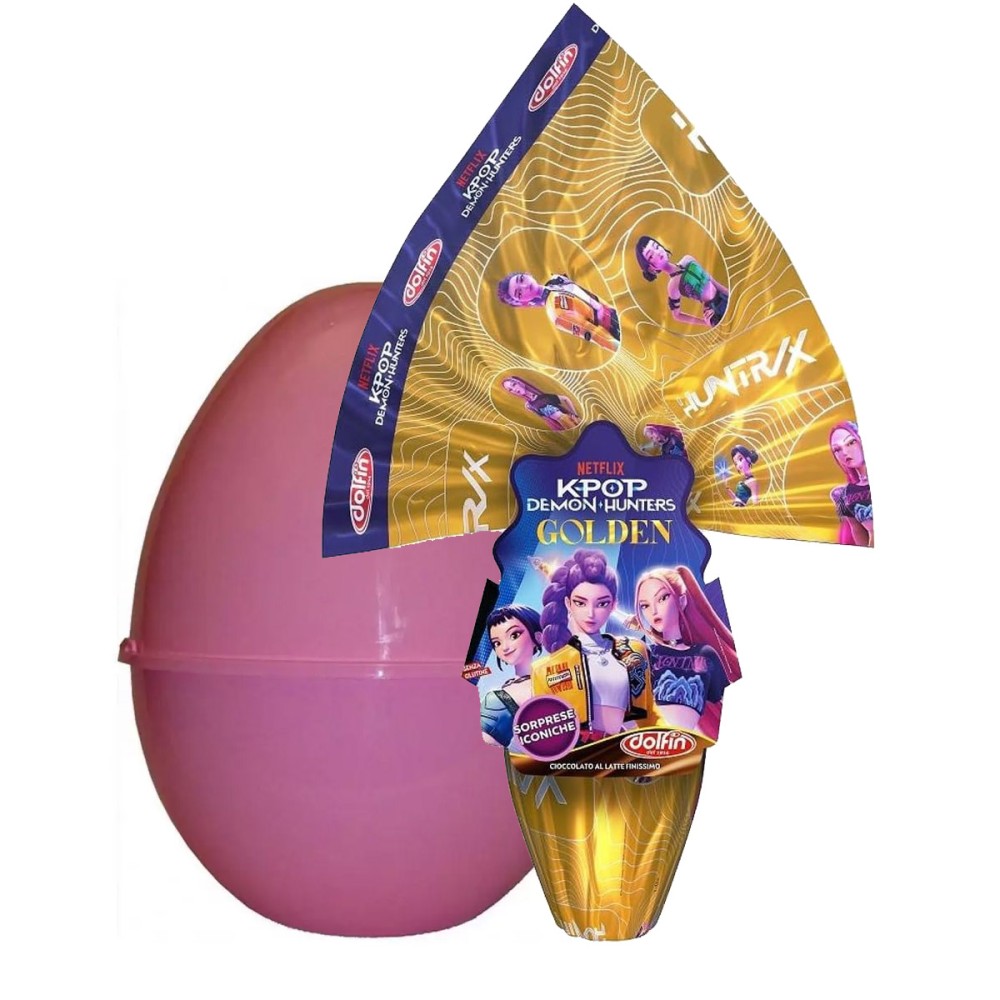 Uovo di pasqua 250g KPop Demon Hunters + guscio rosa, tazza e sacca personalizzabile