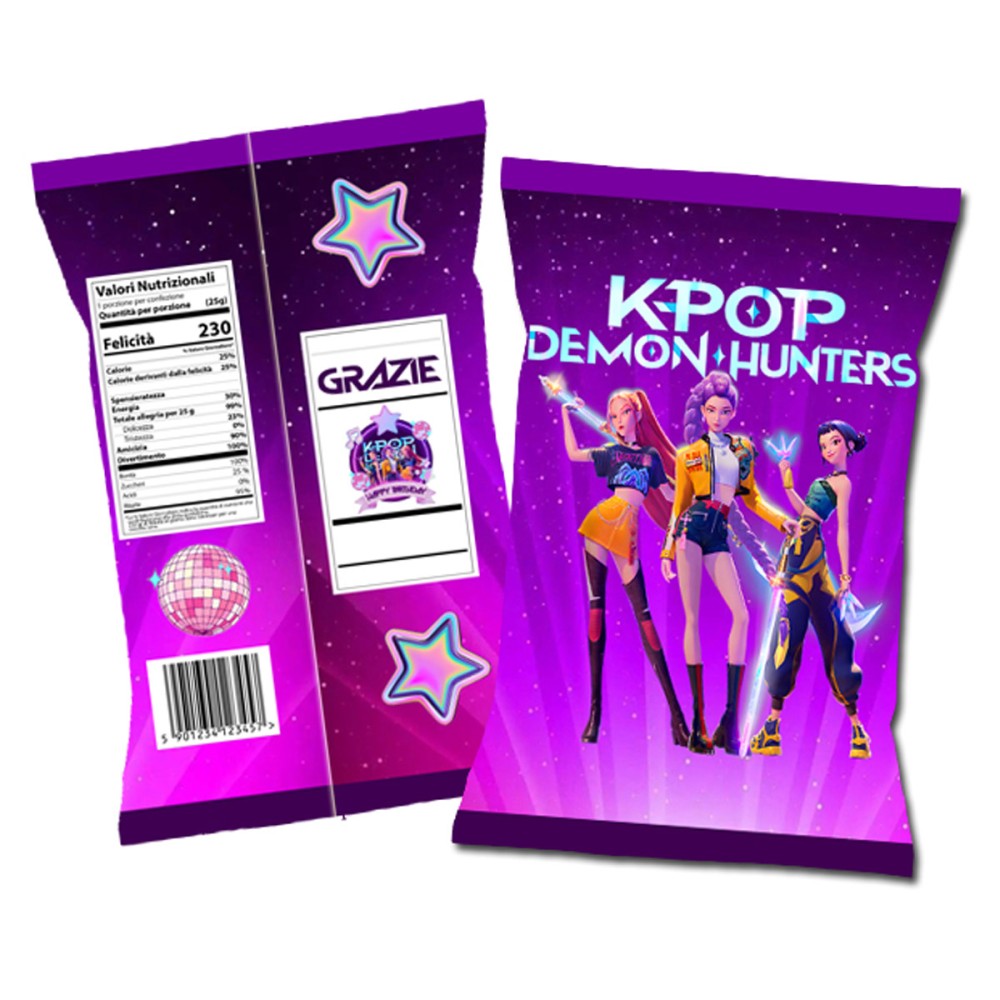 Patatine Kpop Demon Hunters personalizzabili - 20 Buste