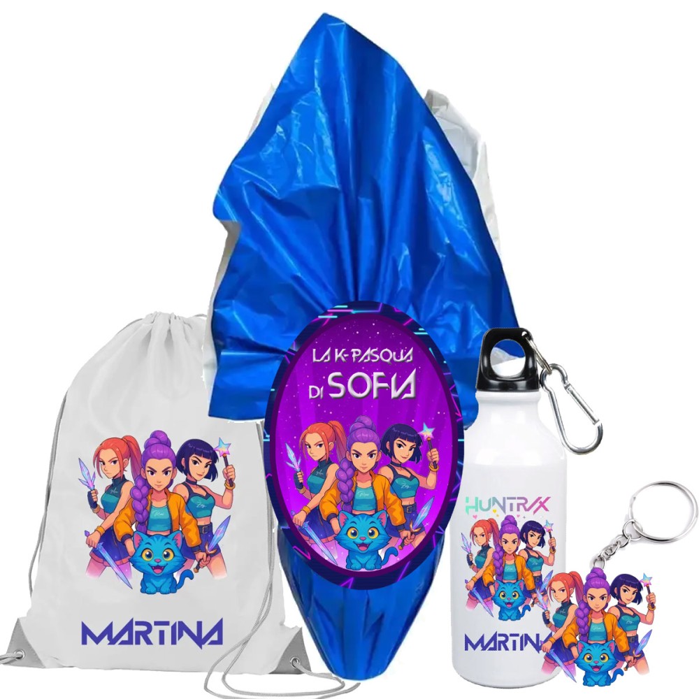Uovo di Pasqua Kpop Demon Hunters Con portachiavi, sacca e borraccia personalizzabili