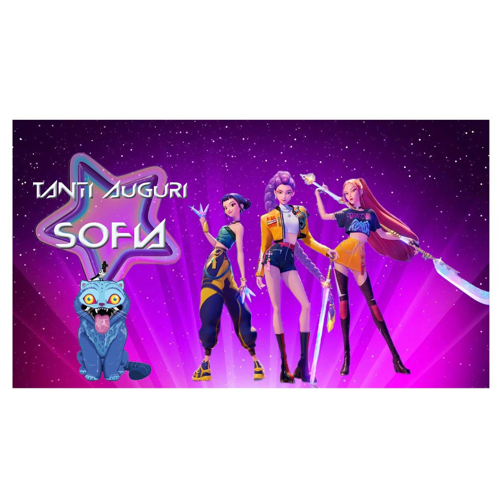 Striscione Banner Kpop Demon Hunters personalizzabile