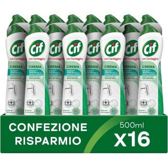 Cif Crema con Candeggina, Detergente per Superfici Dure, Formato 2 Pezzi da 500 ml,
