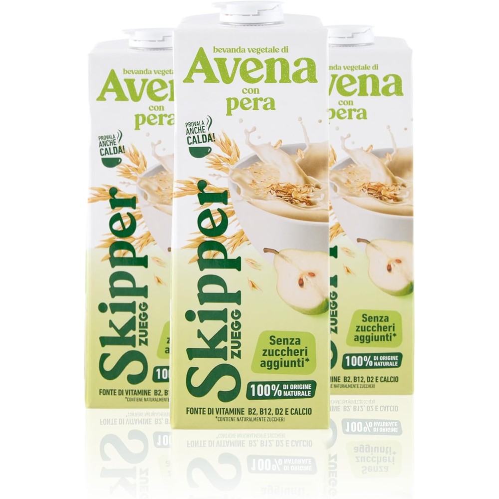 Zuegg Skipper, Bevanda Vegetale di Avena con Frutta Gusto Pera, Senza Zuccheri