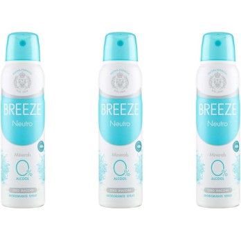 3X Confezioni per Breeze Deodorante Spray Neutro 150ml, 3 flaconi da 150ml
