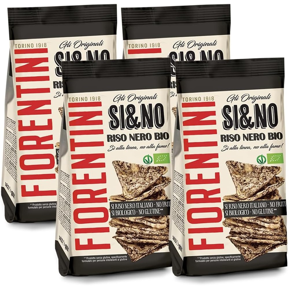 4X Fiorentini Si&No Mini Gallette Triangolari di Riso Nerone no Fritti (Senza Glutine - Gluten Free) 80g
