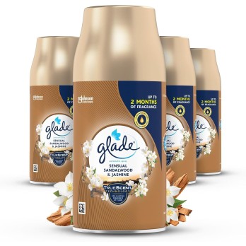Glade Ricarica automatica per deodorante legno di sandalo e gelsomino, confezione da 4