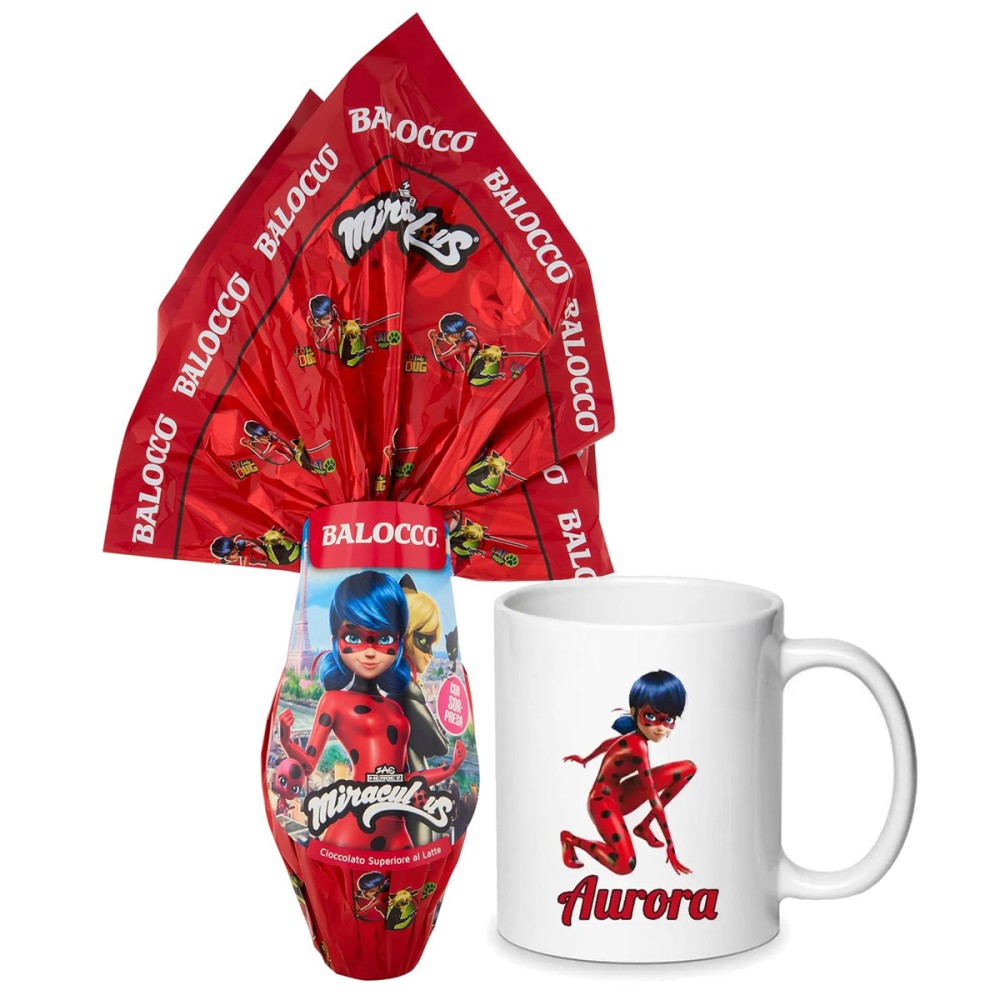 Uovo di pasqua Ladybug miraculus 240 g + tazza personalizzabile