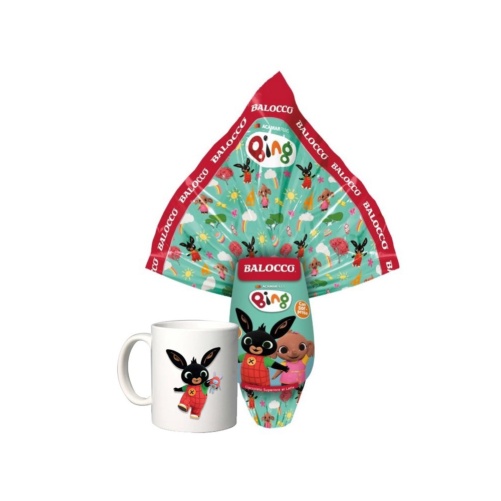Uovo di Pasqua piccolo Bing 240 g con tazza Personalizzabile
