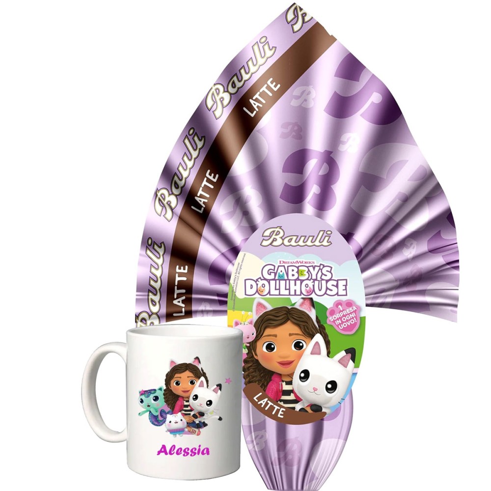Uovo di Pasqua 150 gr Gabby's Dollhouse + tazza personalizzabile