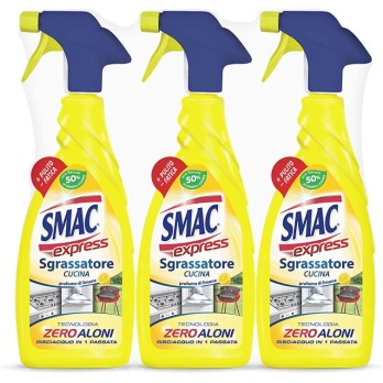 Smac Express - Sgrassatore Cucina al Limone, Detergente Spray Multisuperficie, 650 ml x 3 Pezzi