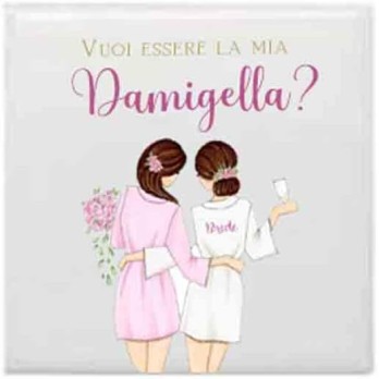 Mattonella Vuoi essere la mia damigella personalizzabile 15 x 15 cm