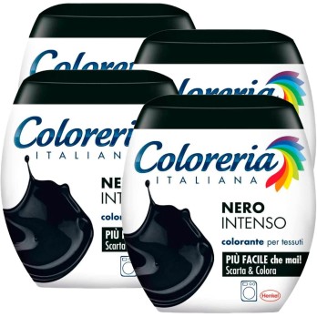 4x Coloreria Italiana Colorante per Tessuti in Lavatrice Colore Nero Intenso