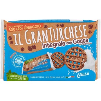 8 X Colussi Il GranTurchese con Farina Integrale e Gocce di Cioccolato 6 Porzioni Salvafreschezza 340g