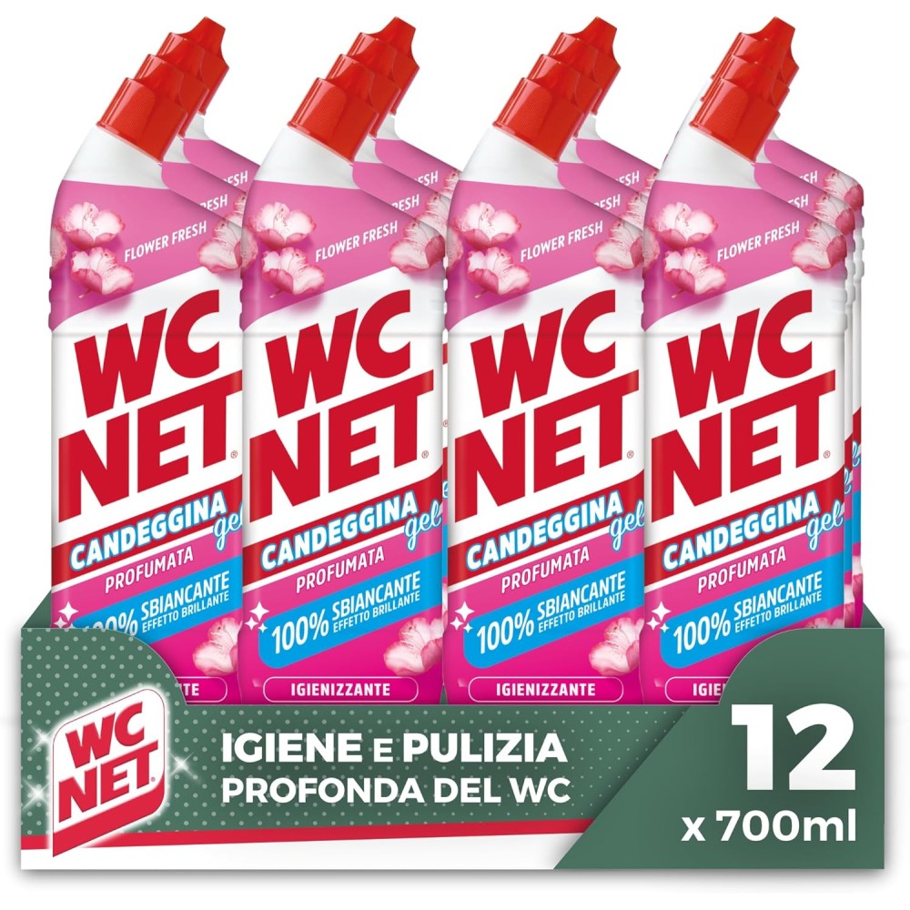 Wc Net Candeggina Gel Profumata Fragranza Flower Fresh, 700 ml x 12 Confezioni