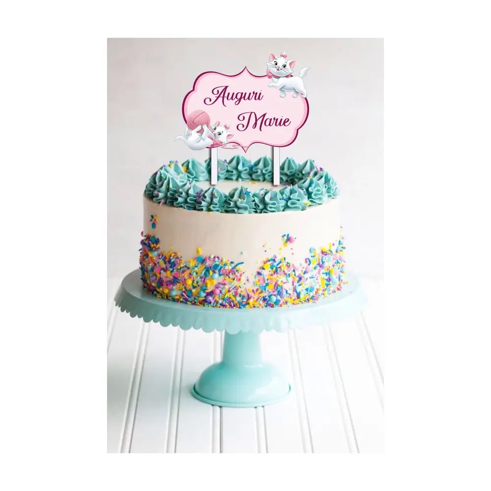 Cake Topper in Plexiglass Minù gattina Marie personalizzabile