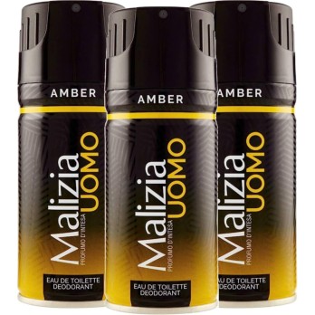 alizia Uomo Profumo d’Intesa Deodorante Spray 150 ml – Eau de Toilette Maschile (Amber 3 Unità)