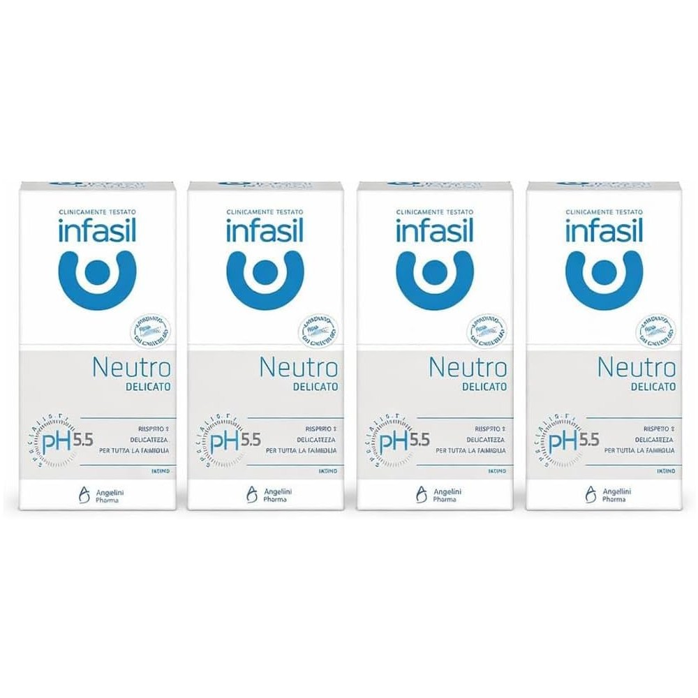 4 Detergente Intimo Neutro Delicato pH 5.5 Confezione da 4 Unità da 200ml