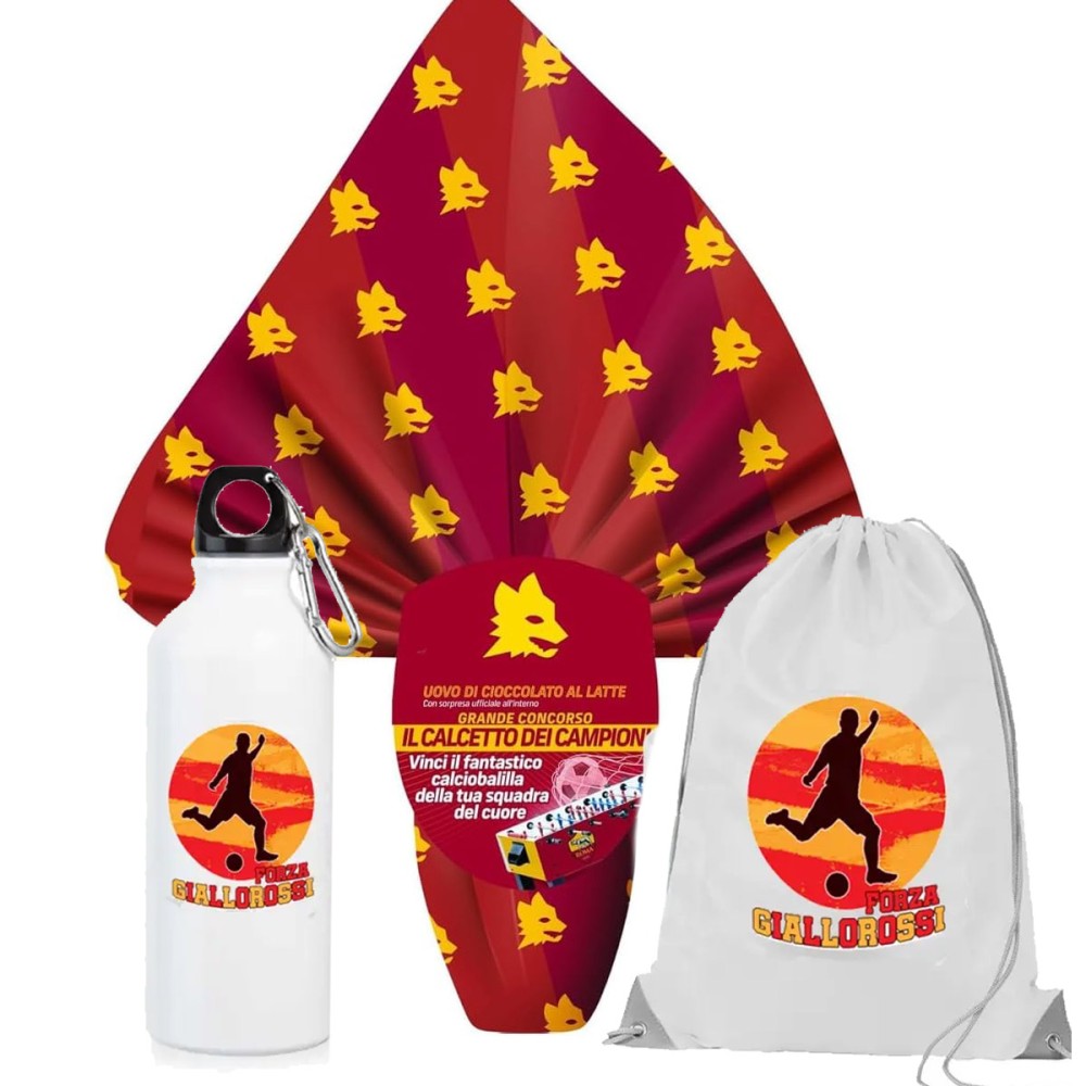 cUovo di Pasqua A.S. Roma da 180 gr + borraccia e sacca nylon