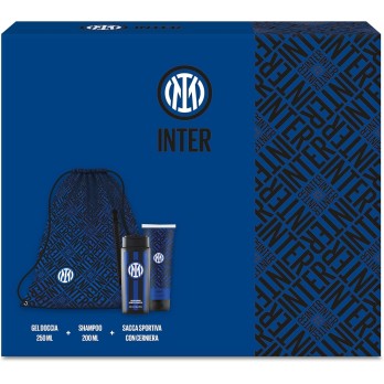 INTER | Gift Set Bag, Include Shampoo da 200 ml, Shower Gel da 250 ml e Sacca Portascarpe