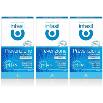 Infasil Detergente Intimo Prevenzione Quotidiana, pH 4.5, con Prebiotico, 200 ml, Confezione da 3