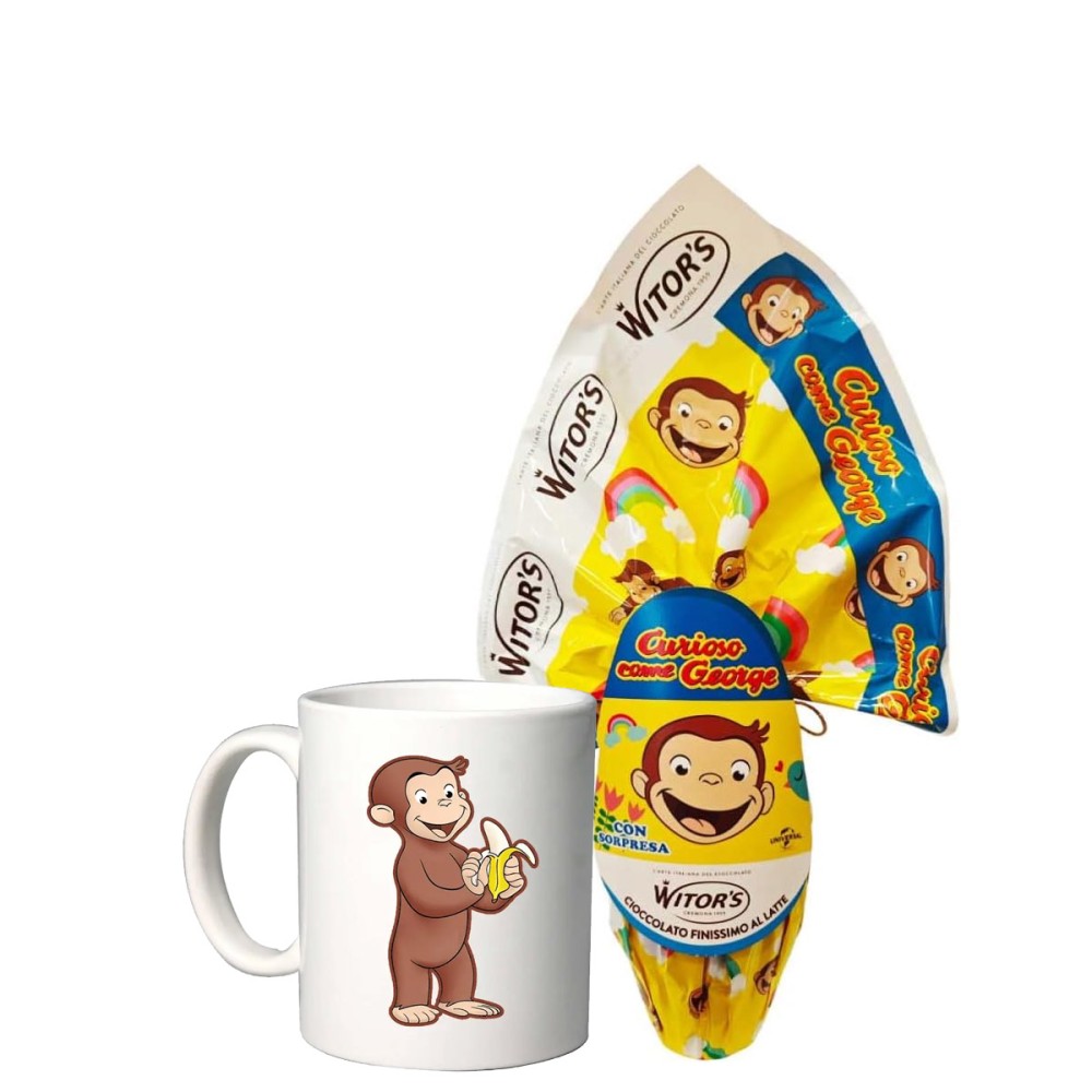 Uovo di Pasqua Curioso Come George 150g con tazza Personalizzabile