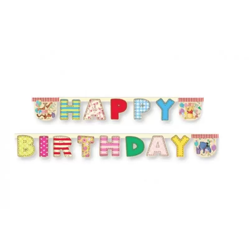 GHIRLANDA HAPPY BIRTHDAY WINNIE THE POOH ALPHABET FESTONE COMPLEANNO BAMBINO 
