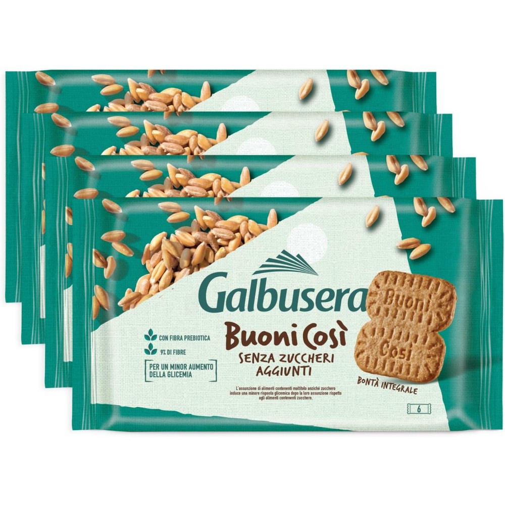 4X Galbusera BuoniCosi Frollino Integrale con Latte e Senza Zuccheri Aggiunti 300g