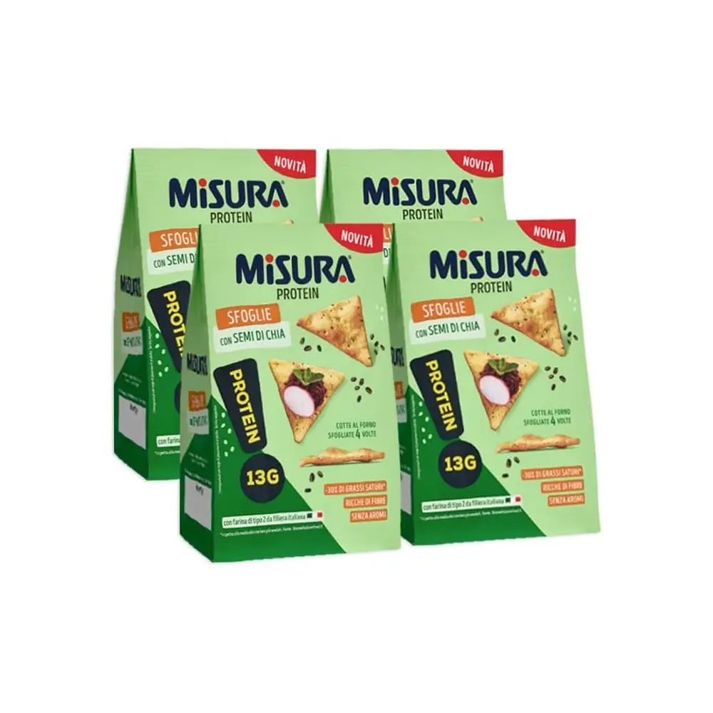 4X Misura Sfoglie Protein Cracker con Olio Extra Vergine d'Oliva e Semi di Chia 170g