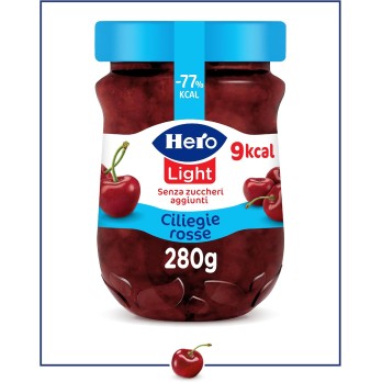 Hero Light Confettura di Ciliegie Rosse Light, 8 Vasetti da 280 gr