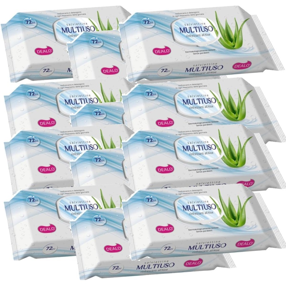 12 X Dea-lo Salviettine multiuso 72 pz delicate salviette detergent