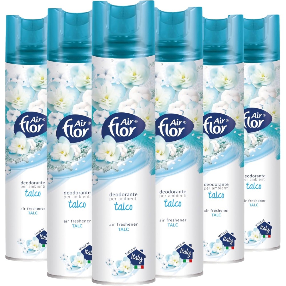 AIR FLOR | Profumatore per Ambienti Spray a Base Acquosa, Talco, 6 x 300 ml