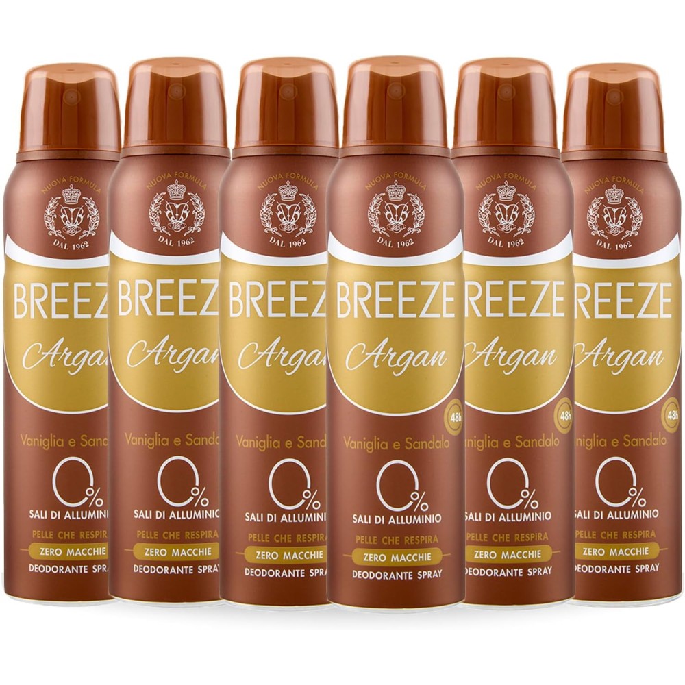 BREEZE | Deodorante Spray Argan, 6x150 ml