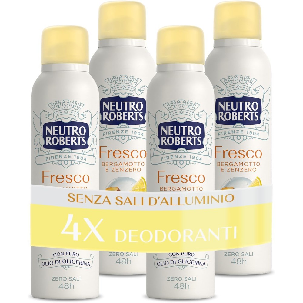 Neutro Roberts Deodorante Spray Fresco Giallo, Bergamotto e Zenzero