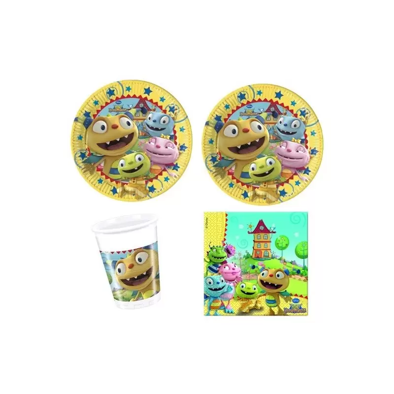 KIT N2 COORDINATO TAVOLA PER FESTE BAMBINI HENRY HUGGLE MONSTER 