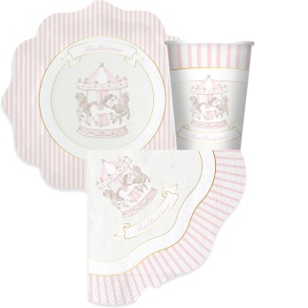 Kit 12 persone battesimo Carillon rosa