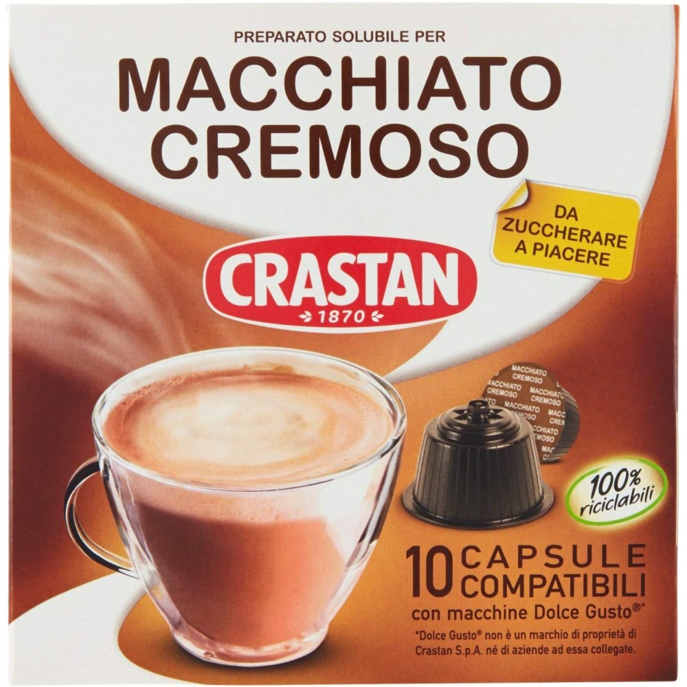 Crastan Capsule Compatibili Dolce Gusto - Macchiato Cremoso - 6 confezioni da 10 capsule [60 capsule]