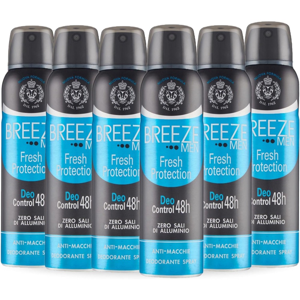 BREEZE | Deodorante Spray Fresh Protection, Breeze Men, 6x150 ml