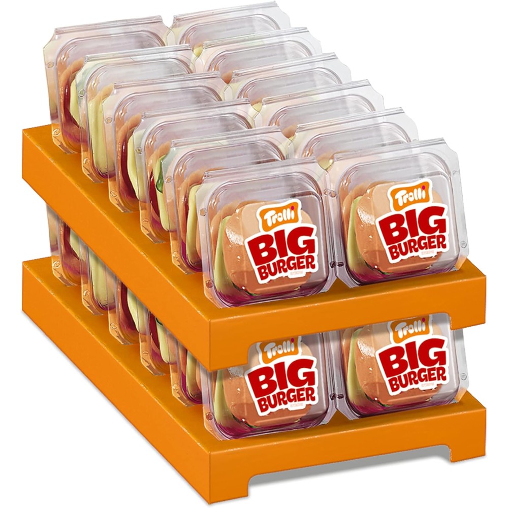 Trolli Gummi Burger XXL, Caramelle Gommose a Forma di Hamburger, Gusto Frutta, Incarto Singolo 50 Gr, Display 24 Pezzi