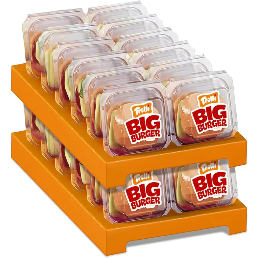 Trolli Gummi Burger XXL, Caramelle Gommose a Forma di Hamburger, Gusto Frutta, Incarto Singolo 50 Gr, Display 24 Pezzi