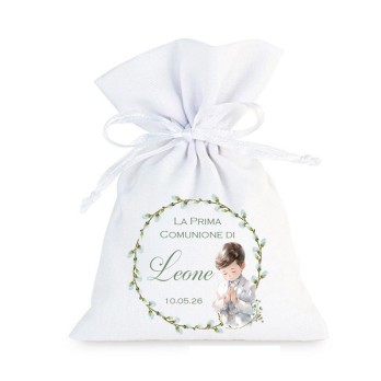 10 Sacchetti prima comunione green boy personalizzabili