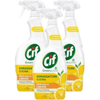 3 x CIF Sgrassatore Spray CUCINA, Profumo Di Limone