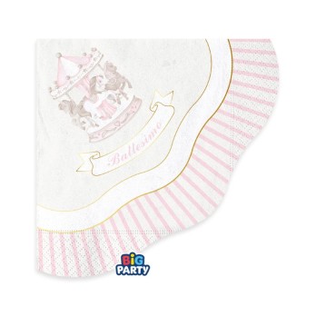 16 Tovaglioli 33 x 33 cm Battesimo Carillon Rosa 77159