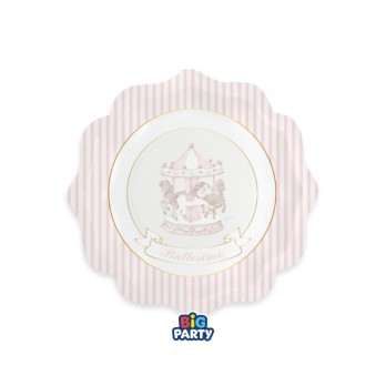 6 Piatti Ø 20 cm Battesimo Carillon Rosa 77157
