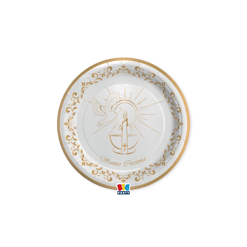 8 Piatti Ø 24 cm Cresima Gold 74972
