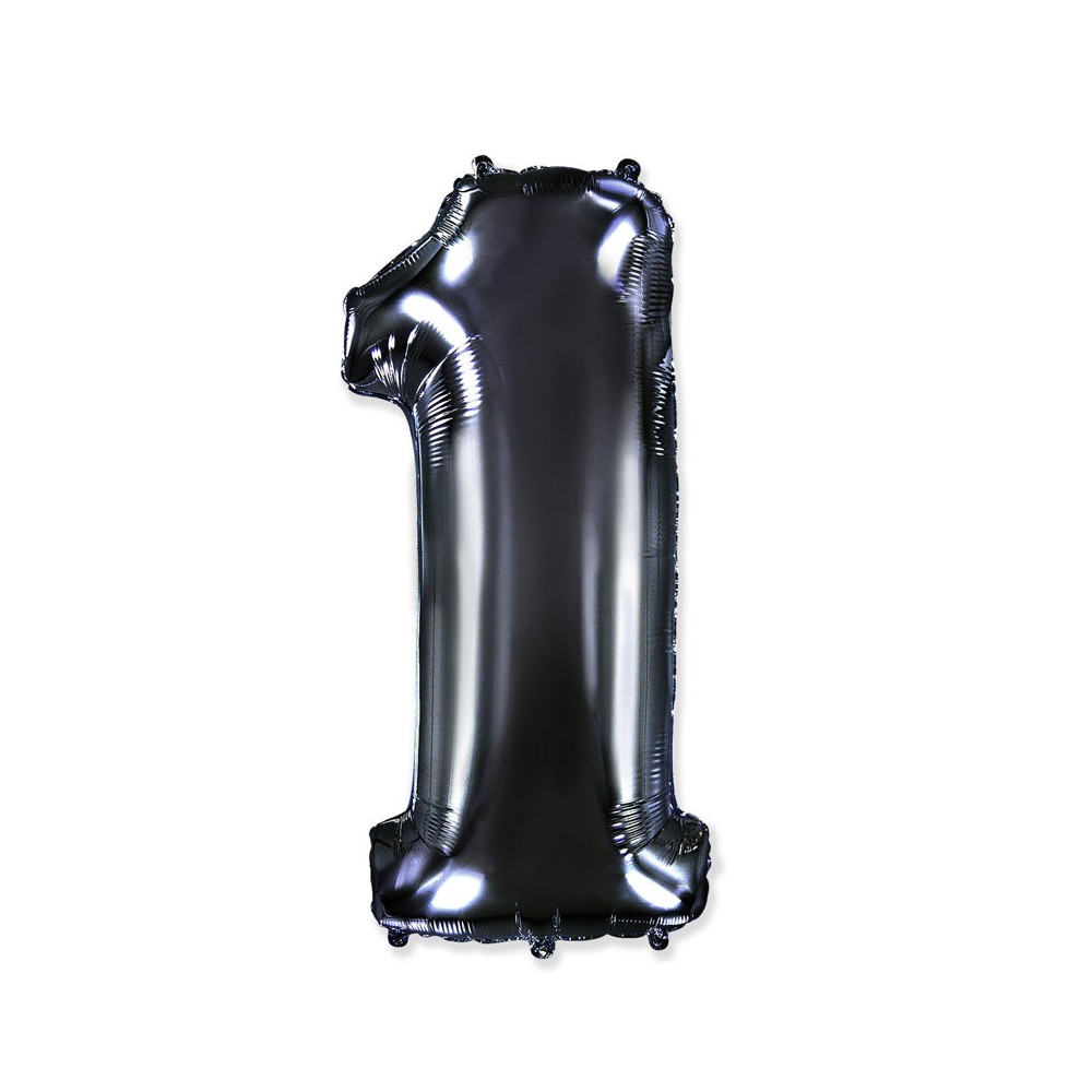 Palloncino foil numero 1 nero 101 cm RCN 1/01