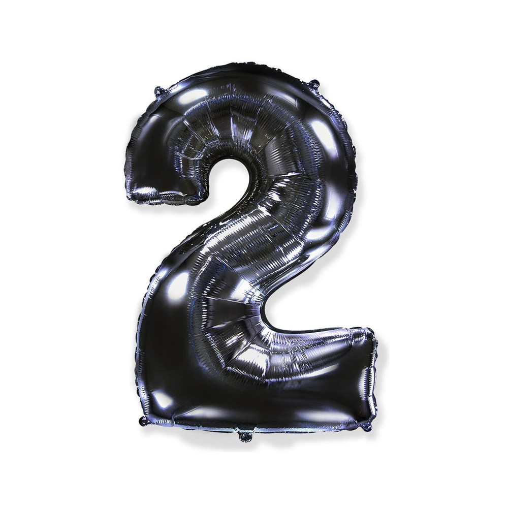 Palloncino foil numero 2 nero 101 cm RCN 2/01