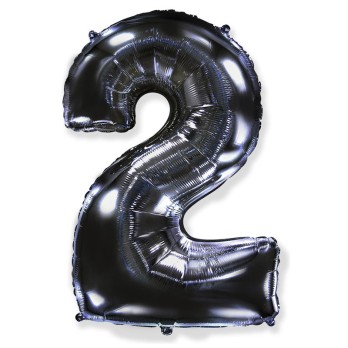 Palloncino foil numero 2 nero 101 cm RCN 2/01